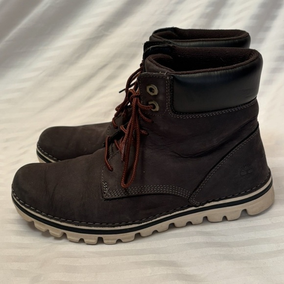Timberland Leather Combat Waterproof Boots Dark Brown Size 8.5 A1TRL A2519 - Picture 8 of 16